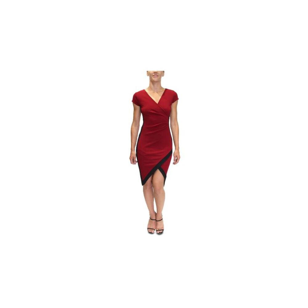 DONT YOU DARE Womens Body Con Short Dress Burgundy Cap Sleeve Juniors XS